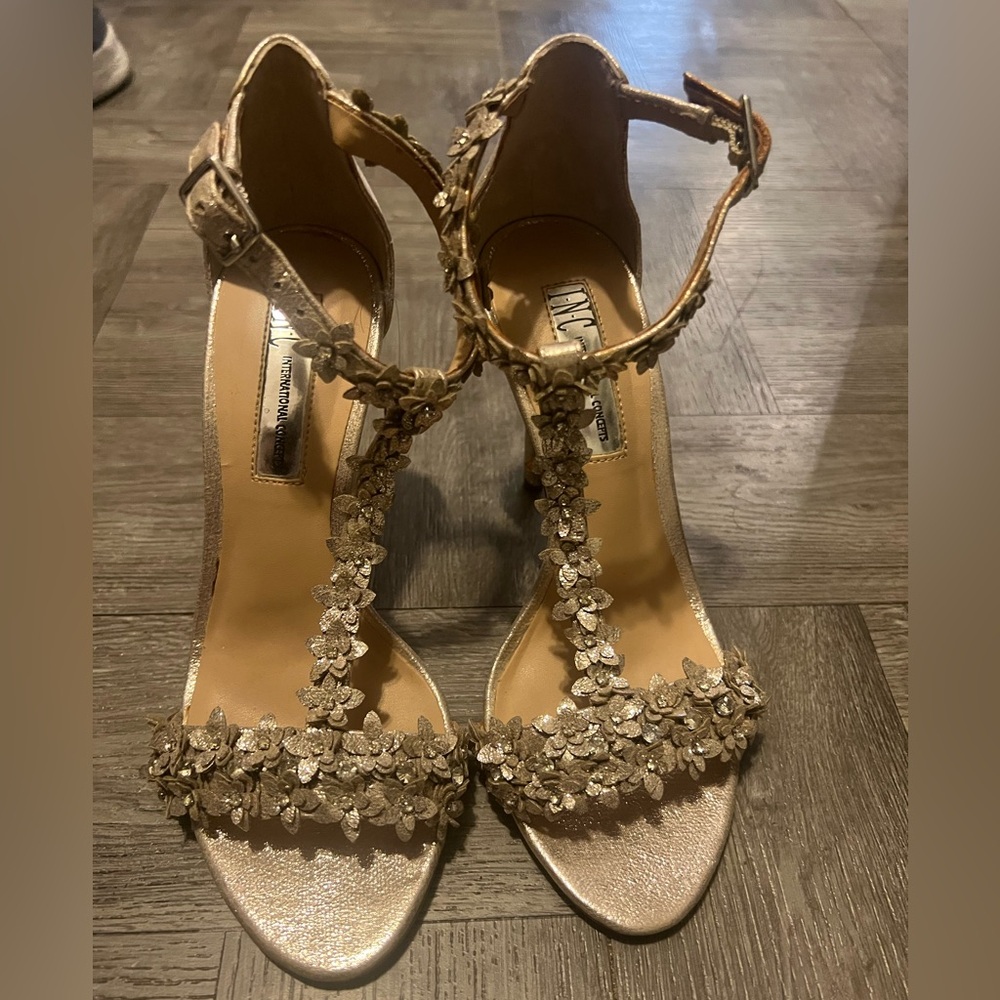 INC International Concepts Gold Embellished Heels